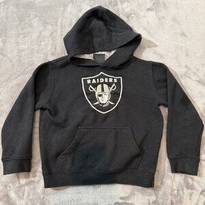 NFL Team Apparel Black Pullover Raiders Football Hoodie Embroidered Logo Sz 5/6